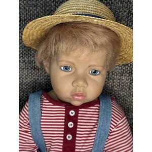 Sigikid Limited Edition Boy Doll #24370/500 Blonde Hair Blue Eyes Overalls